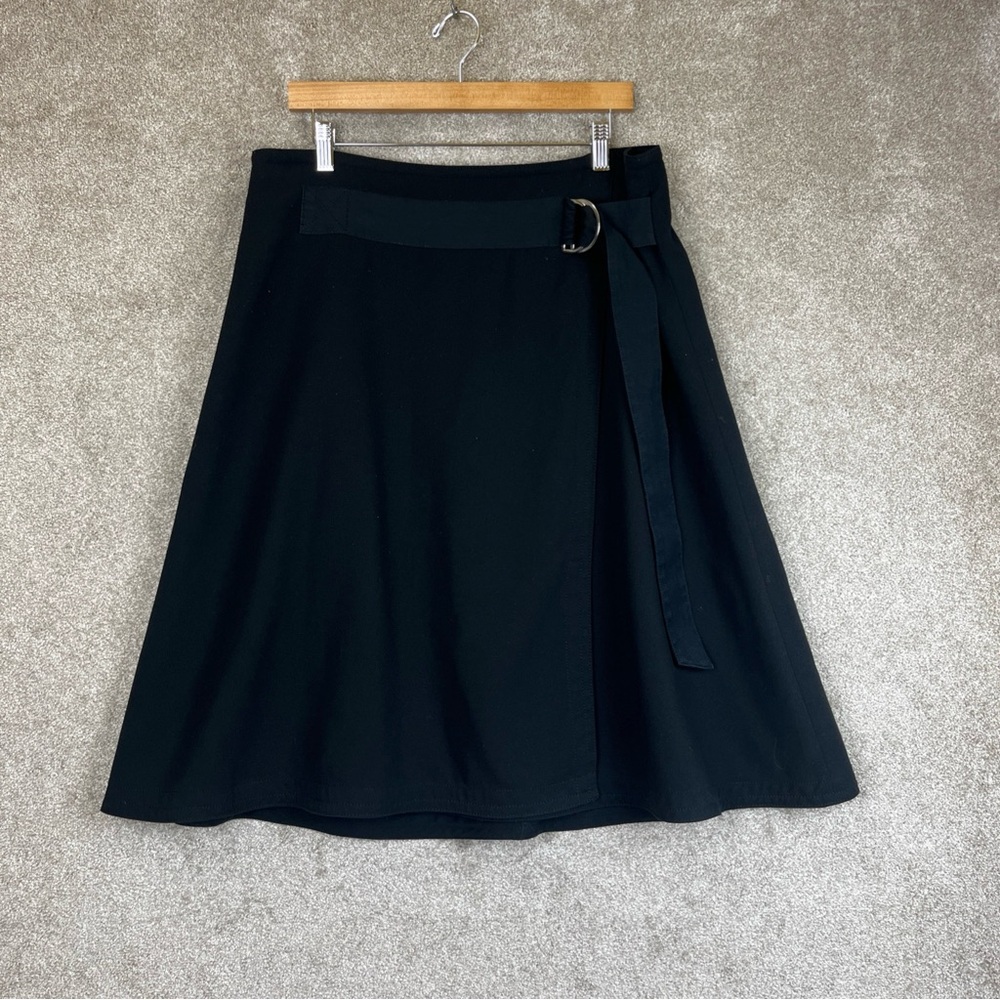 Ann Taylor Skirt Womens 14 Black Flare Back Zip Lined Polyester Blend- 2051*